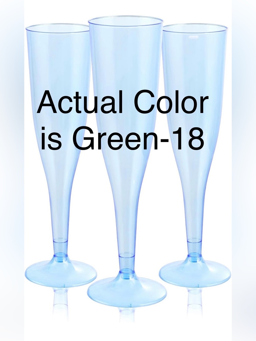 New Open Box 18 Green Colorful Plastic Champagne Flutes - 7OZ